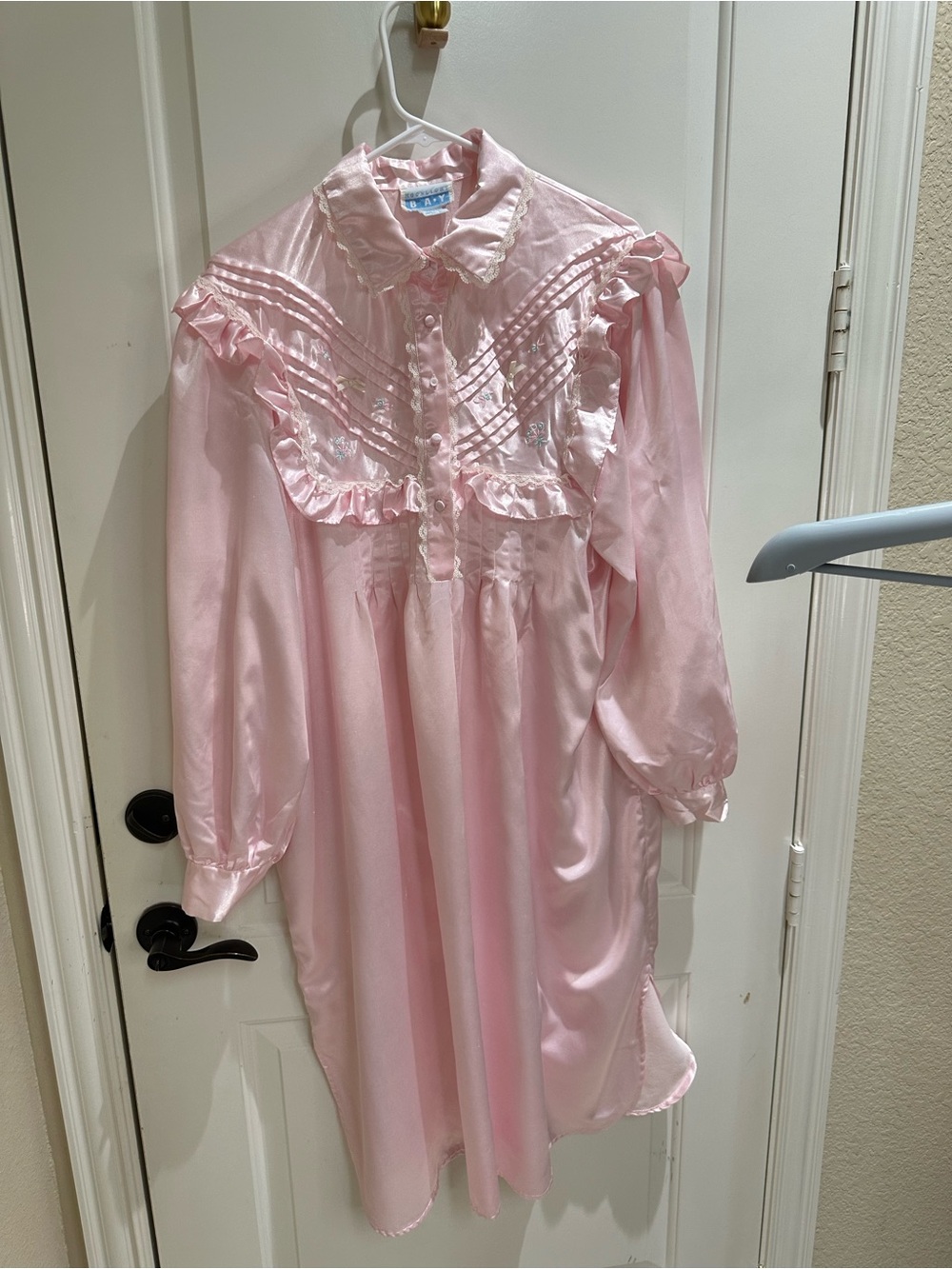Soft Pink Ruffled Girls' Nightgown with Button Front